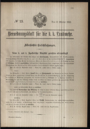 Verordnungsblatt für die Kaiserlich-Königliche Landwehr 18831017 Seite: 1