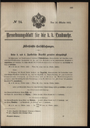 Verordnungsblatt für die Kaiserlich-Königliche Landwehr 18831026 Seite: 1