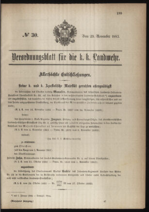 Verordnungsblatt für die Kaiserlich-Königliche Landwehr 18831129 Seite: 1