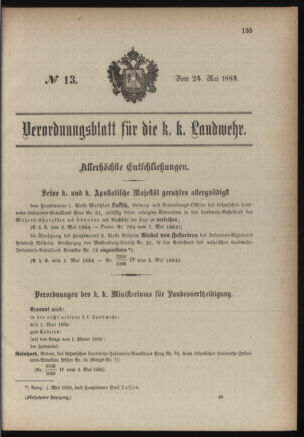 Verordnungsblatt für die Kaiserlich-Königliche Landwehr 18840524 Seite: 1