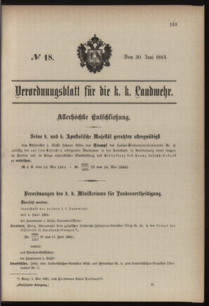 Verordnungsblatt für die Kaiserlich-Königliche Landwehr 18840630 Seite: 1