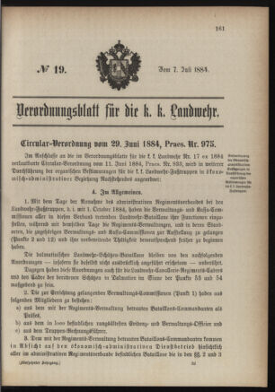 Verordnungsblatt für die Kaiserlich-Königliche Landwehr 18840707 Seite: 1