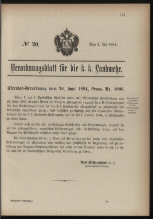 Verordnungsblatt für die Kaiserlich-Königliche Landwehr 18840707 Seite: 11