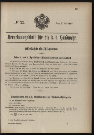 Verordnungsblatt für die Kaiserlich-Königliche Landwehr 18840707 Seite: 35