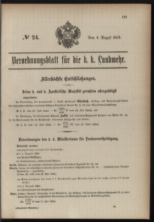 Verordnungsblatt für die Kaiserlich-Königliche Landwehr