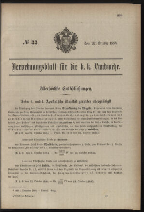 Verordnungsblatt für die Kaiserlich-Königliche Landwehr 18841027 Seite: 1