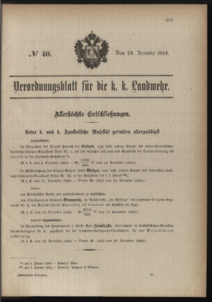 Verordnungsblatt für die Kaiserlich-Königliche Landwehr 18841224 Seite: 1