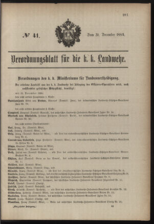 Verordnungsblatt für die Kaiserlich-Königliche Landwehr 18841231 Seite: 1