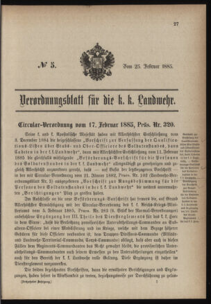 Verordnungsblatt für die Kaiserlich-Königliche Landwehr