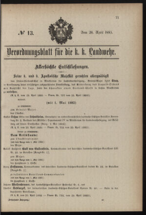 Verordnungsblatt für die Kaiserlich-Königliche Landwehr 18850426 Seite: 7