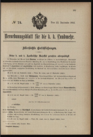 Verordnungsblatt für die Kaiserlich-Königliche Landwehr 18850922 Seite: 1