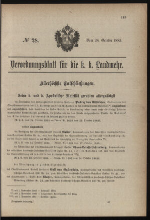 Verordnungsblatt für die Kaiserlich-Königliche Landwehr 18851028 Seite: 1