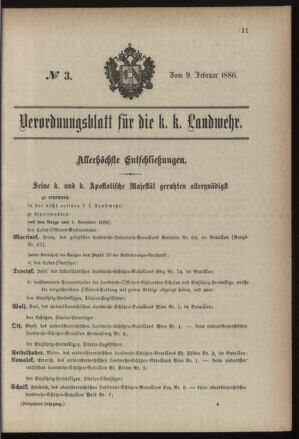 Verordnungsblatt für die Kaiserlich-Königliche Landwehr 18860209 Seite: 1