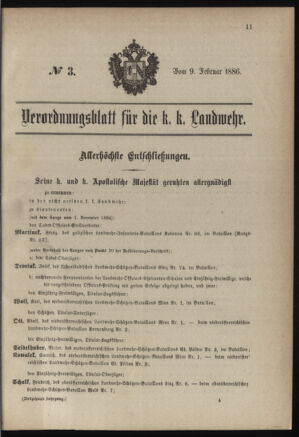 Verordnungsblatt für die Kaiserlich-Königliche Landwehr 18860209 Seite: 9