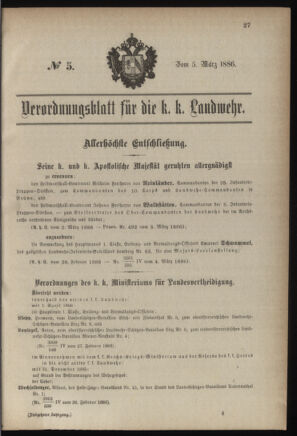 Verordnungsblatt für die Kaiserlich-Königliche Landwehr 18860305 Seite: 3