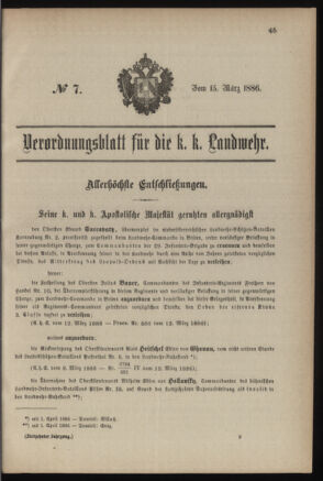 Verordnungsblatt für die Kaiserlich-Königliche Landwehr 18860315 Seite: 5