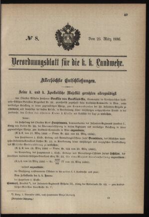 Verordnungsblatt für die Kaiserlich-Königliche Landwehr 18860325 Seite: 5