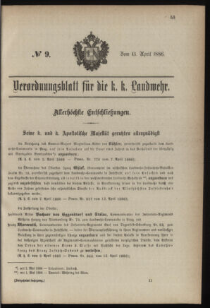 Verordnungsblatt für die Kaiserlich-Königliche Landwehr 18860413 Seite: 9