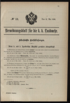 Verordnungsblatt für die Kaiserlich-Königliche Landwehr 18860512 Seite: 9