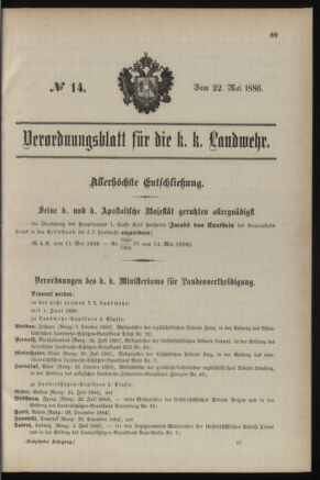 Verordnungsblatt für die Kaiserlich-Königliche Landwehr 18860522 Seite: 5