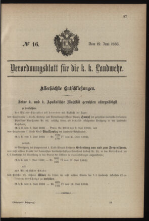 Verordnungsblatt für die Kaiserlich-Königliche Landwehr 18860619 Seite: 11