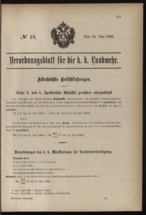 Verordnungsblatt für die Kaiserlich-Königliche Landwehr 18860628 Seite: 1