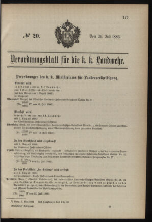 Verordnungsblatt für die Kaiserlich-Königliche Landwehr 18860729 Seite: 7