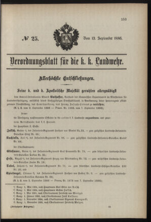 Verordnungsblatt für die Kaiserlich-Königliche Landwehr 18860913 Seite: 1