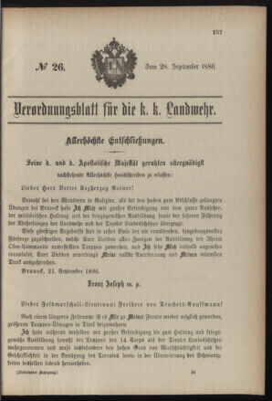 Verordnungsblatt für die Kaiserlich-Königliche Landwehr 18860928 Seite: 1