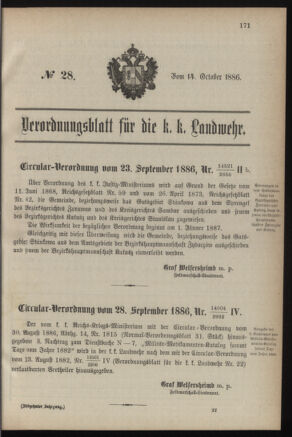 Verordnungsblatt für die Kaiserlich-Königliche Landwehr 18861014 Seite: 9