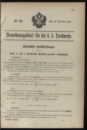 Verordnungsblatt für die Kaiserlich-Königliche Landwehr 18861116 Seite: 7