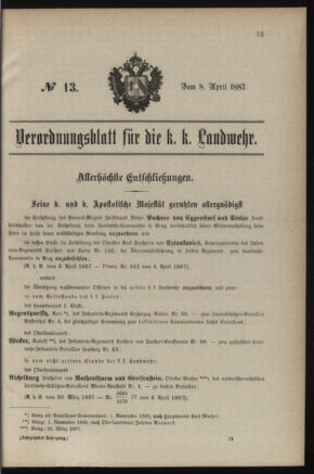 Verordnungsblatt für die Kaiserlich-Königliche Landwehr 18870408 Seite: 5