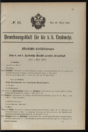 Verordnungsblatt für die Kaiserlich-Königliche Landwehr 18870428 Seite: 9