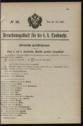 Verordnungsblatt für die Kaiserlich-Königliche Landwehr