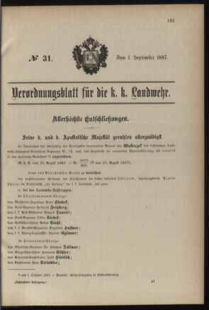 Verordnungsblatt für die Kaiserlich-Königliche Landwehr