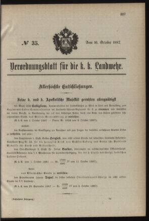 Verordnungsblatt für die Kaiserlich-Königliche Landwehr 18871016 Seite: 1