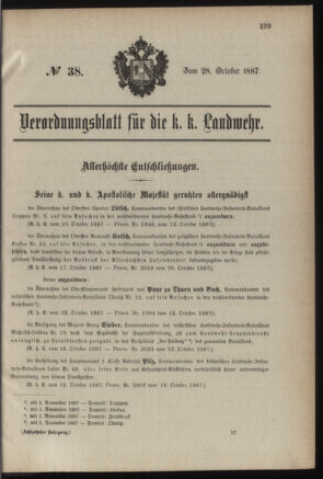 Verordnungsblatt für die Kaiserlich-Königliche Landwehr 18871028 Seite: 1