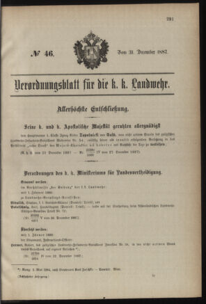 Verordnungsblatt für die Kaiserlich-Königliche Landwehr 18871231 Seite: 1