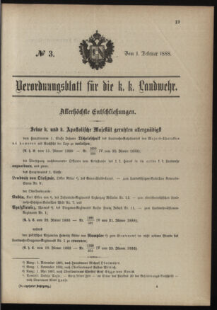 Verordnungsblatt für die Kaiserlich-Königliche Landwehr 18880201 Seite: 1