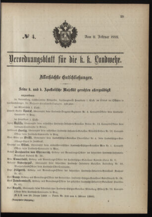 Verordnungsblatt für die Kaiserlich-Königliche Landwehr 18880211 Seite: 1