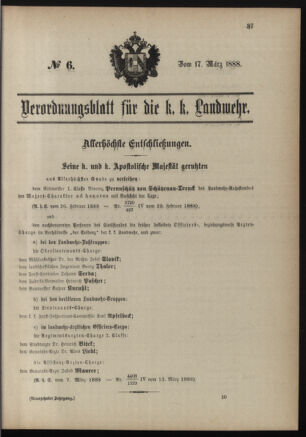 Verordnungsblatt für die Kaiserlich-Königliche Landwehr