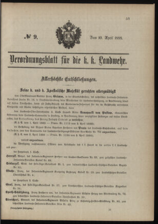 Verordnungsblatt für die Kaiserlich-Königliche Landwehr 18880410 Seite: 1