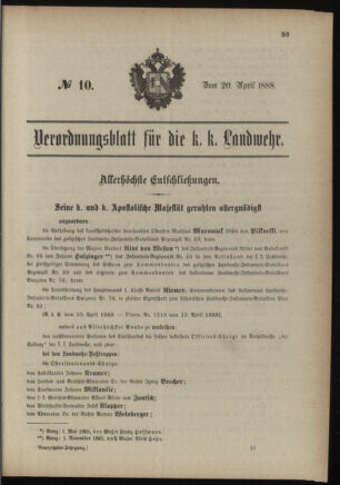 Verordnungsblatt für die Kaiserlich-Königliche Landwehr 18880420 Seite: 1