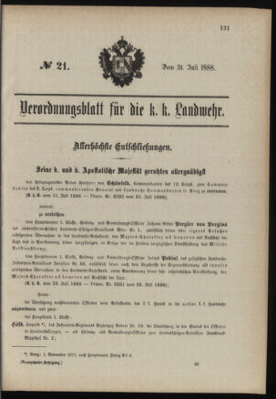 Verordnungsblatt für die Kaiserlich-Königliche Landwehr 18880731 Seite: 1