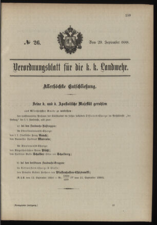 Verordnungsblatt für die Kaiserlich-Königliche Landwehr 18880929 Seite: 1