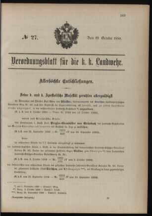 Verordnungsblatt für die Kaiserlich-Königliche Landwehr 18881019 Seite: 1