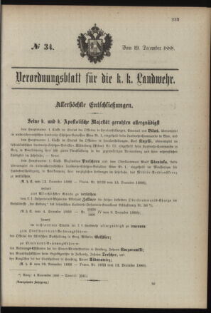 Verordnungsblatt für die Kaiserlich-Königliche Landwehr 18881219 Seite: 1