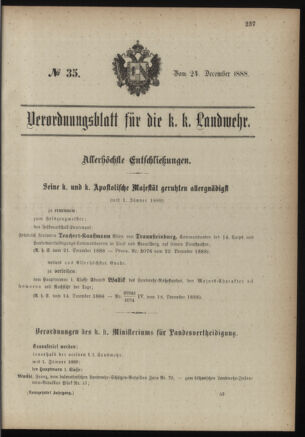 Verordnungsblatt für die Kaiserlich-Königliche Landwehr 18881224 Seite: 1