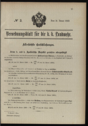 Verordnungsblatt für die Kaiserlich-Königliche Landwehr 18890131 Seite: 1