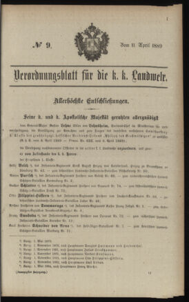 Verordnungsblatt für die Kaiserlich-Königliche Landwehr 18890411 Seite: 1